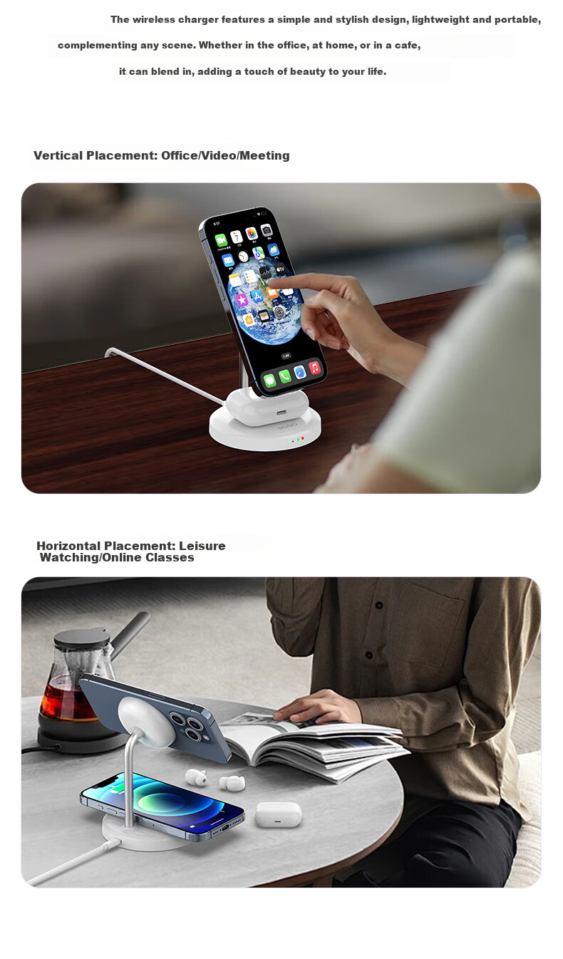 GDGO [Apple MFM Certified] 15W Two-In Wireless Charger, MagSafe Magnetic Vertical Fast Charging, MFi Certified, Suitable for IPhone 18/17 PM/Air Phones And Earphones 7