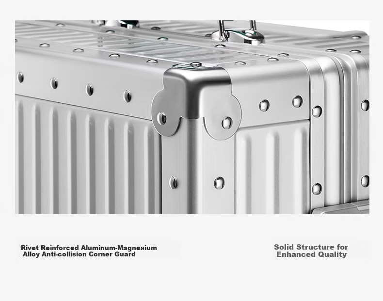 Dream Traveler All-Aluminum Magnesium Alloy Trolley Suitcase with Spinner Wheels, Metal Luggage for Men And Women, 24-Inch Gold with Gree 12