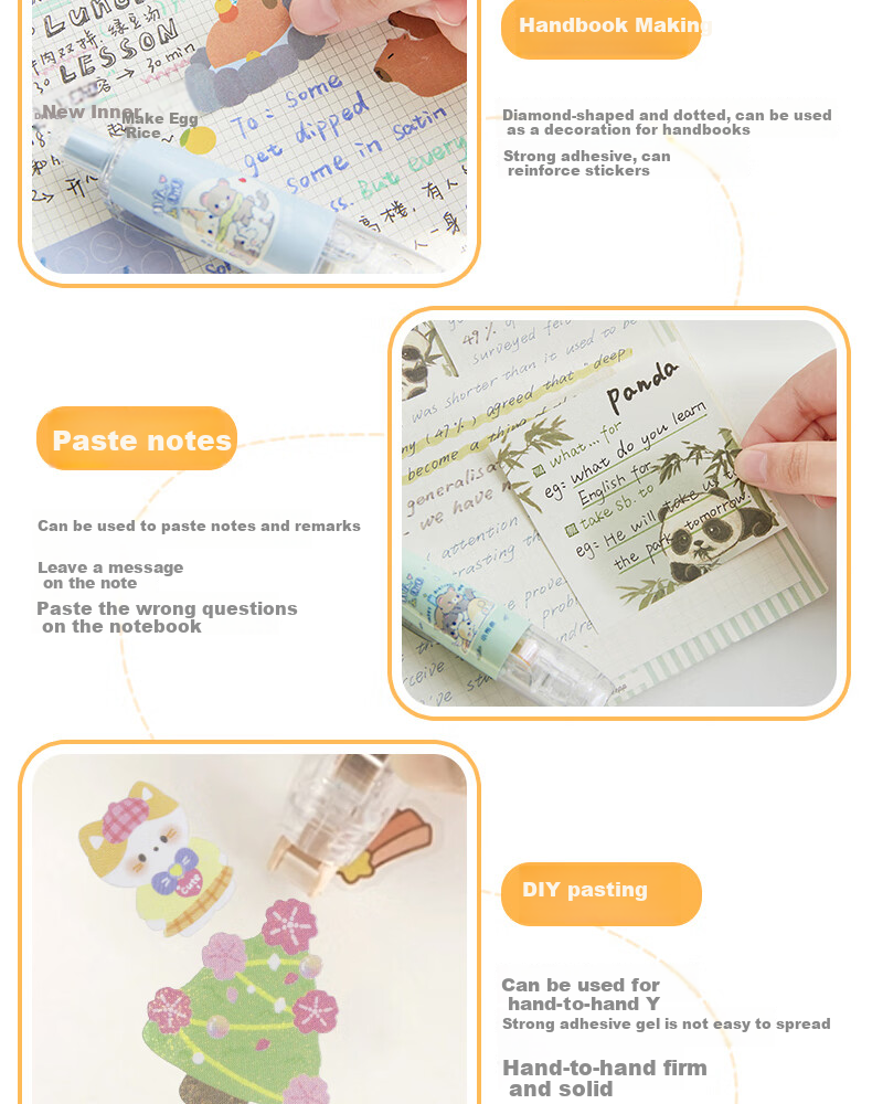 Sannianerban 4-Pack Retractable Dot Glue, Children's High-Quality Large-Capacity Double-Sided Adhesive Pen with Replaceable Refills, Traceless Glue, Round Dot Glue, Solid Glue, Patterned in 4 Colors 12