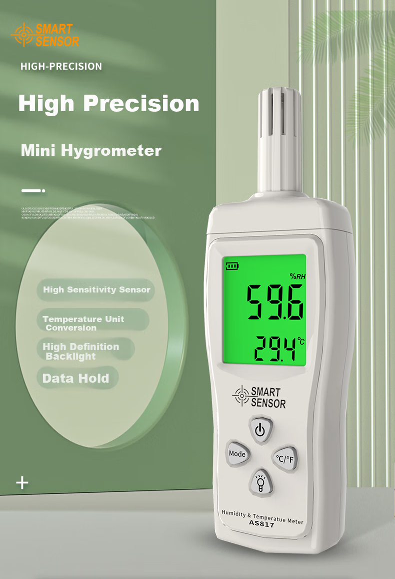 Xima Portable Digital Industrial Temperature And Humidity Meter, Digital Thermometer, Air Temperature And Humidity Detector AS817 1