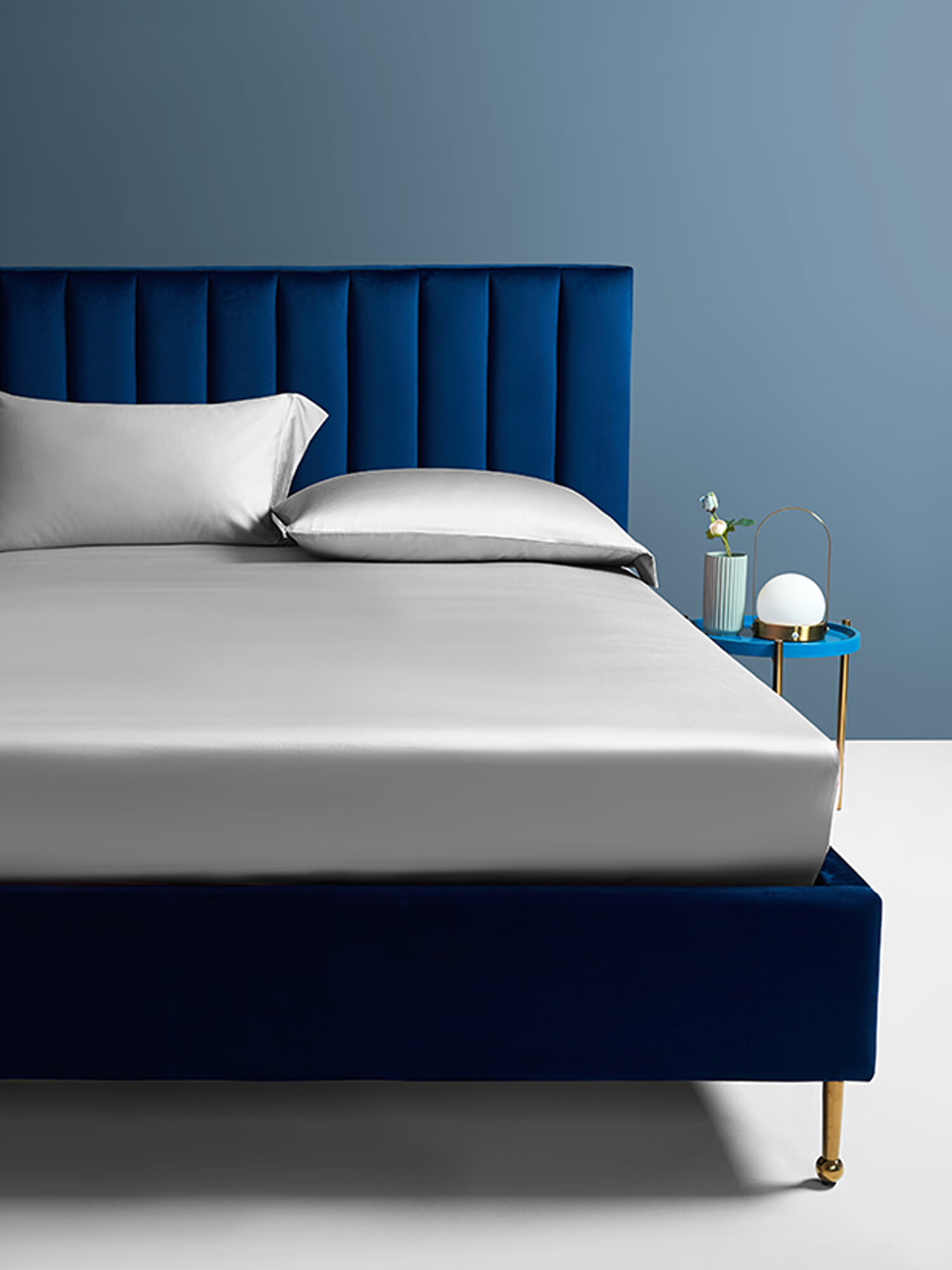 MIDO HOUSE Mingdu 100% Cotton Fitted Sheet, Pure Cotton Mattress Cover, Protective Cover, Pillowcase Three-Piece Set, 1.8x2 Meters, Sky Blue 4