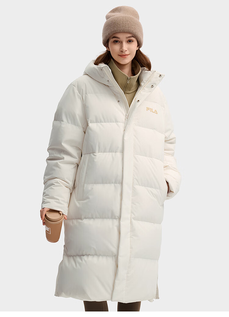 FILAFILA Official RGB Long Down Jacket 2025 Winter Couples Hooded Cold-Resistant Warm Coat 26