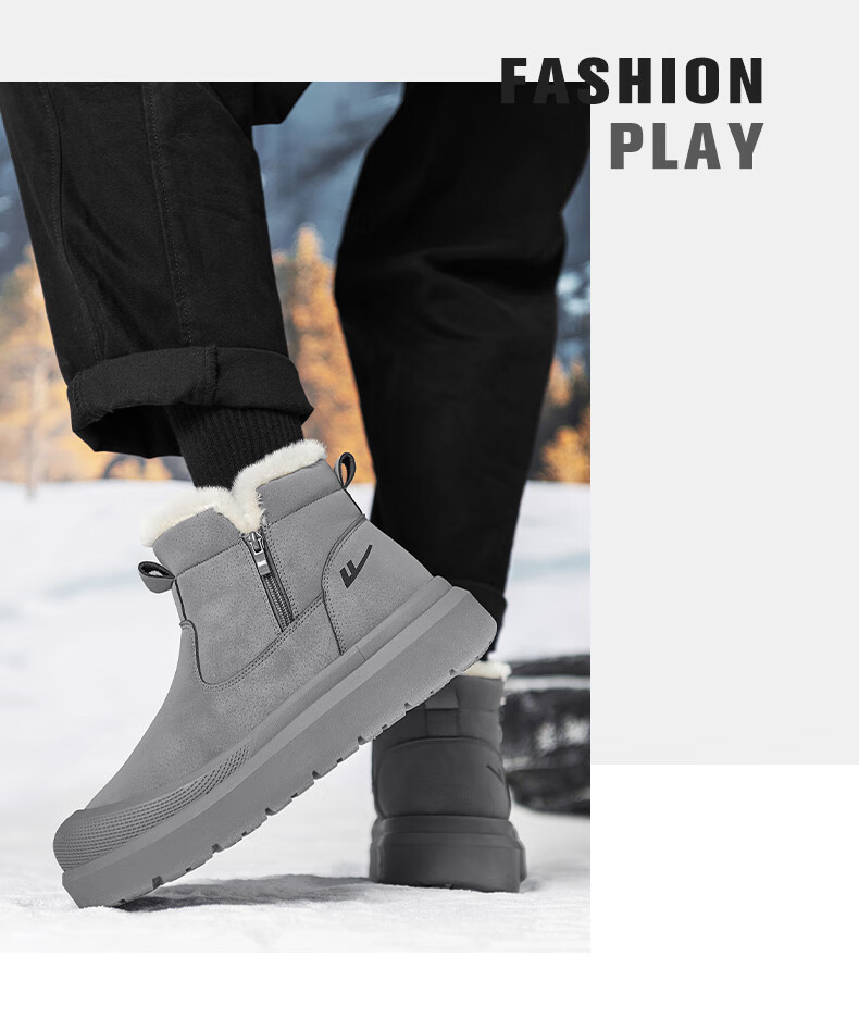 Warrior Men's Snow Boots 2025 Autumn Winter New Men's Cotton Shoes Fleece Lined Thickened Warm Casual Shoes Black 39 11