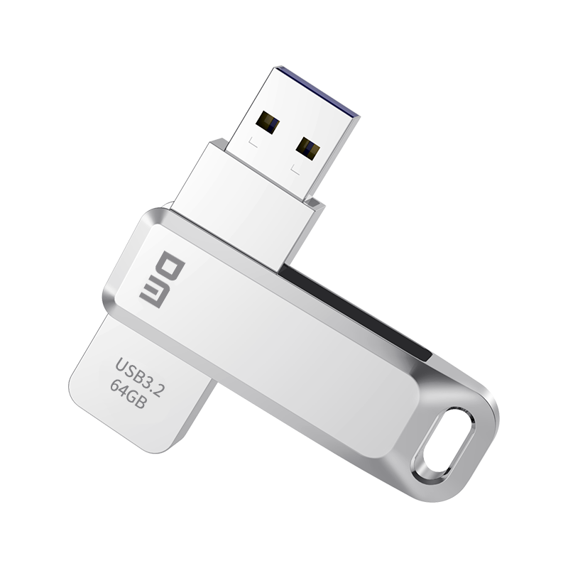 DM Daimai 64GB USB3.2 Flash Drive, Metal PD179 Chasing Wind Design, Silver Color, Rotatable Computer USB Drive, Car USB Drive with Metal Shell, High-Speed Read/Write