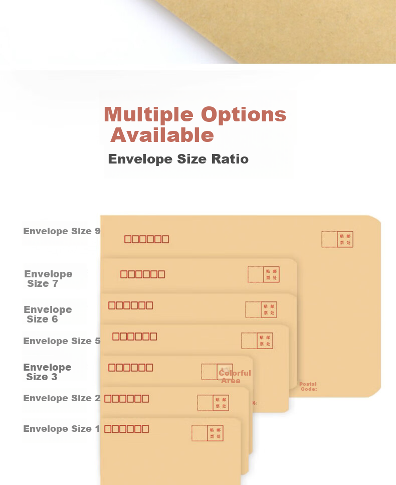 Yuzijian No. 1 Envelope Kraft Paper DL Envelope, 100 Pieces/pack, 165*100cm Kraft Paper Standard Postal Envelope 5