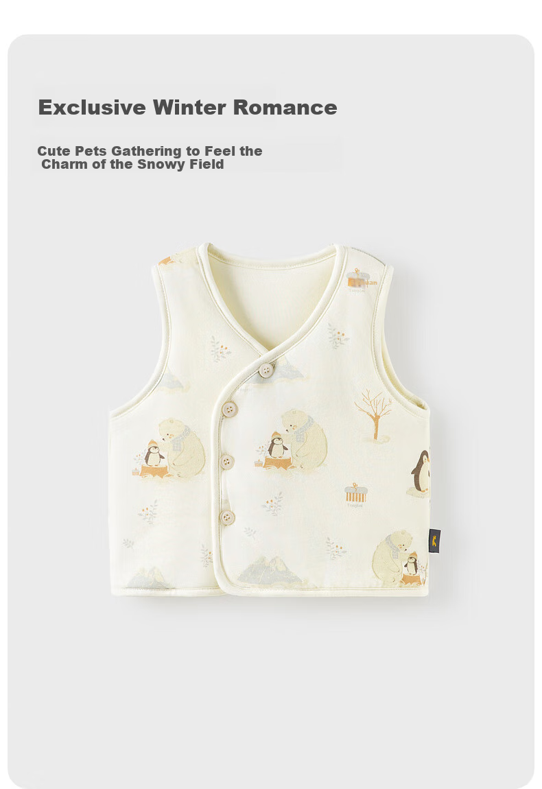 TONGTAI Baby Vest Autumn And Winter Pure Cotton Padded Infant Clothing Children's Sleeveless Jacket Vest Top Yellow 100cm 6