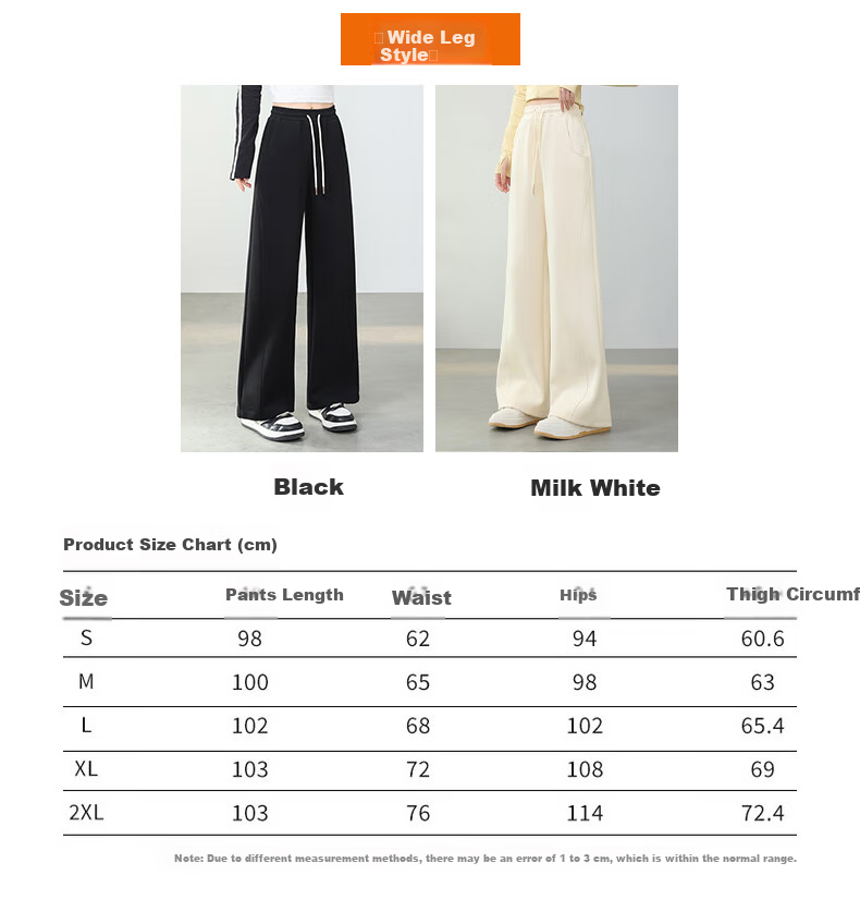 Jeanswest Women's Summer High-Waist Draped Drawstring Loose American-Style Sporty Curved Wide-Leg Pants Black M 7