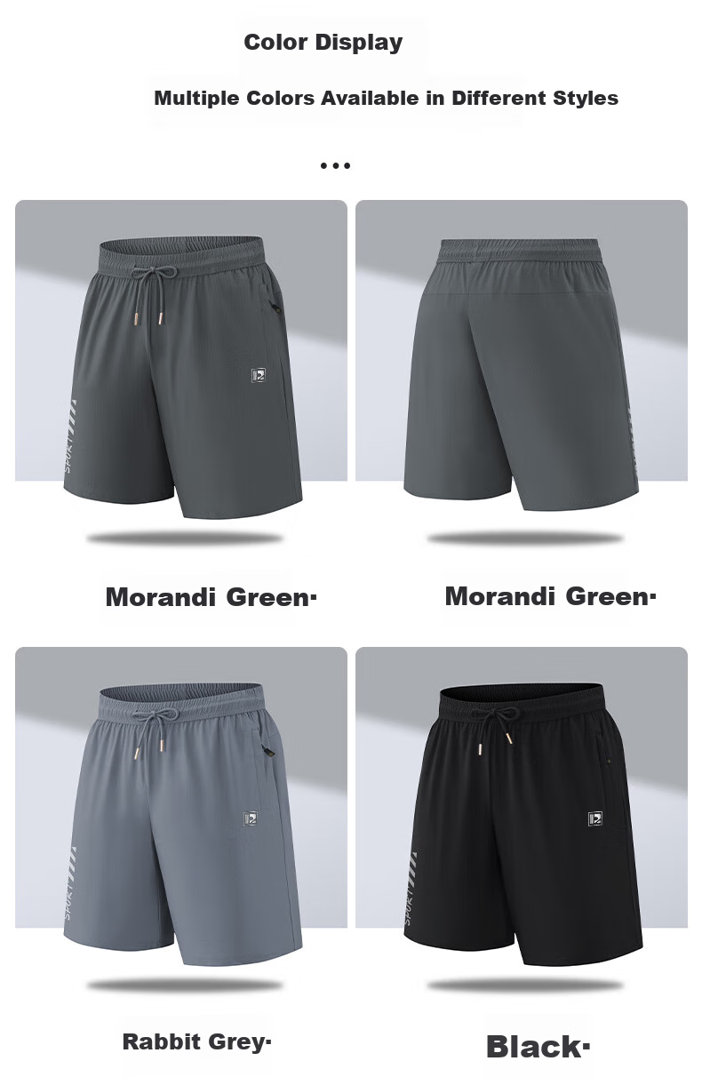 ROMON Men's Summer Ice Silk Breathable Quick-Dry Outdoor Loose Fit Sports Shorts ZH23366 Gray 5XL 6