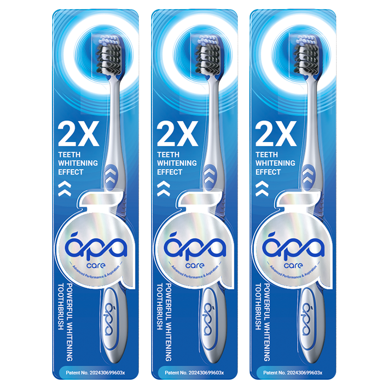ApaCare Men's Toothbrush Strong Whitening Anti-Smoke Stains Anti-Tartar Medium Hard Bristles High-End Adult Toothbrush 3-Pack