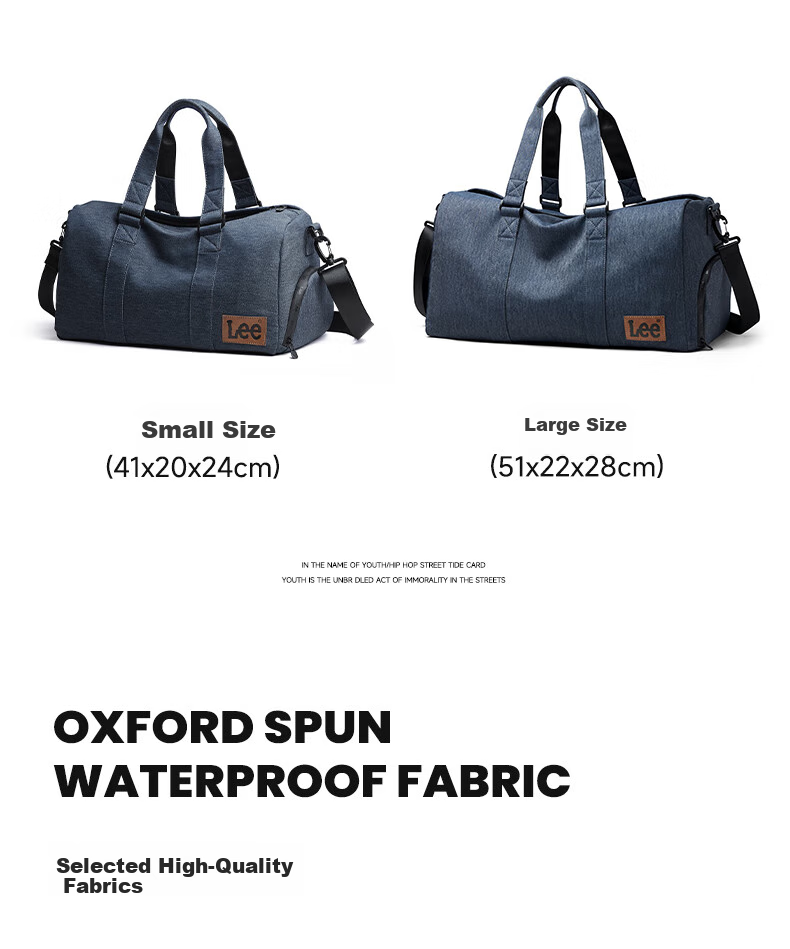 Lee Travel Bag, Large Capacity for Women, Short-Trip Travel Luggage for Men, Sports Fitness Swimming Bag, Denim Blue Large Size 3