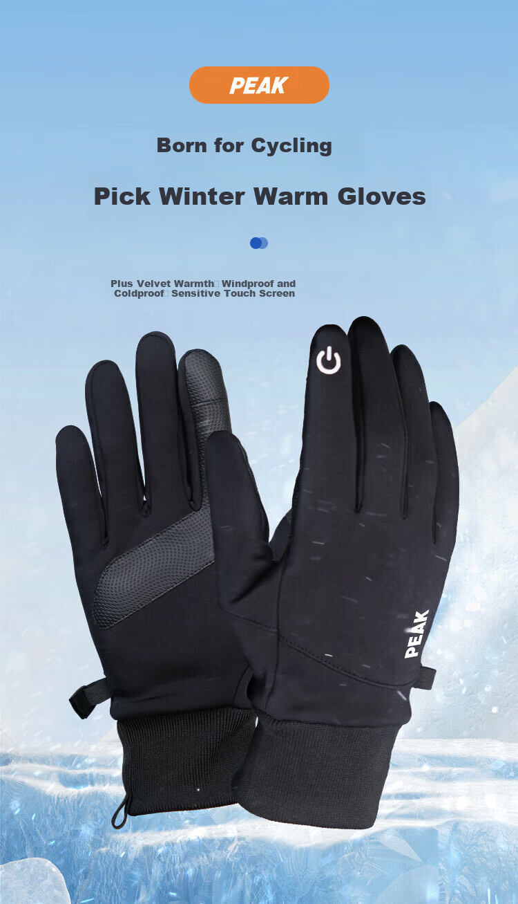 Pike Cycling Gloves for Men And Women, Autumn And Winter Waterproof Mountain Bike Warm Outdoor Sports Hiking Non-Slip Touchscreen Compatible, Gray 1