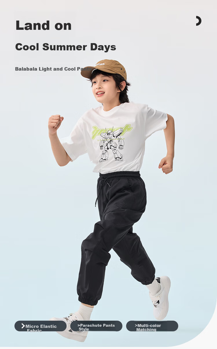 BALABALA Children's Clothing Pants for Boys And Girls, Summer 2025 Loose-Fitting Versatile Twill Long Pants 208225108205 1