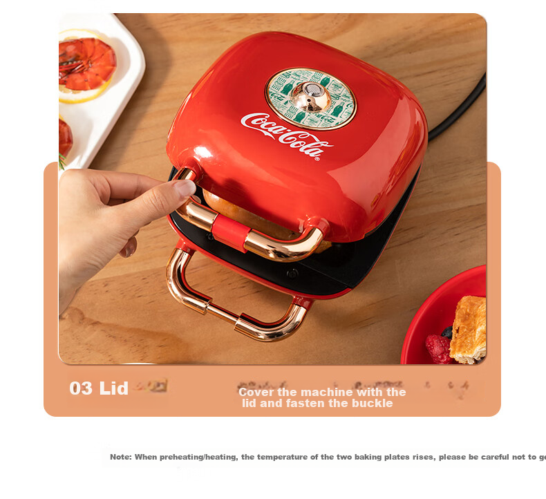 Kekoukele Home Double-Sided Heating Fully Automatic Non-Stick Easy-Clean Bread Toaster Waffle Maker Sandwich Breakfast Machine Round Plate 9