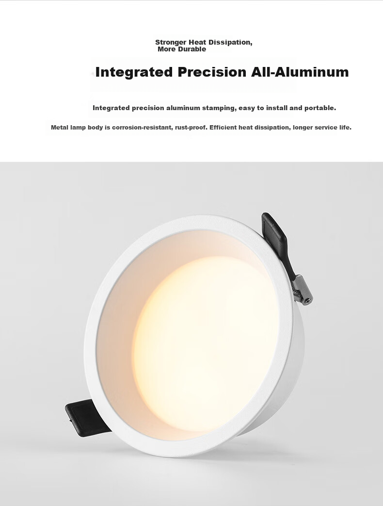 NVC LED Downlight for Living Room, Bedroom, Hallway, Recessed Narrow Edge Full Aluminum Spotlight, 7W Tri-Color Ra95 [Miyue] 12