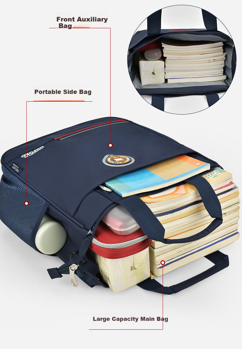 UNIVERSITY OF OXFORD Tutoring Bag Elementary School Student Handbag Middle And High School Student After-School Art Bag Boys And Girls Casual Crossbody Bag X1093 Black 10