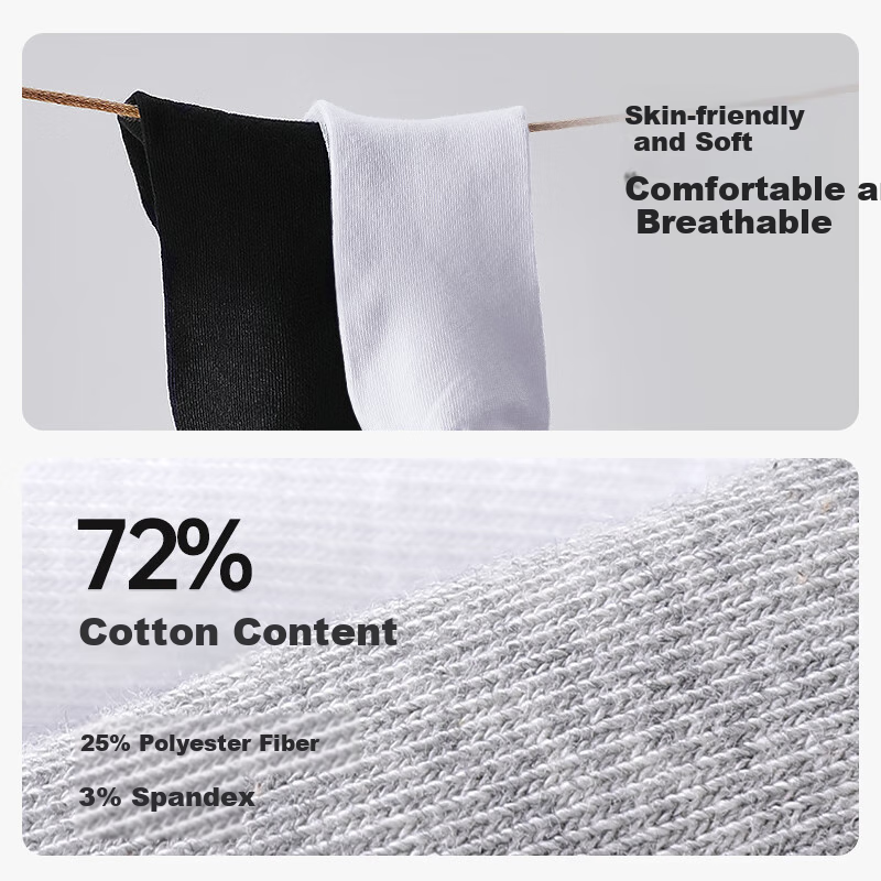 Briars Disposable Socks for Men, Antibacterial Deodorizing Cotton Socks, Travel All-Season Sweat-Absorbing Breathable Sports Socks, White Mid-Calf, 5 Pairs Per Pack