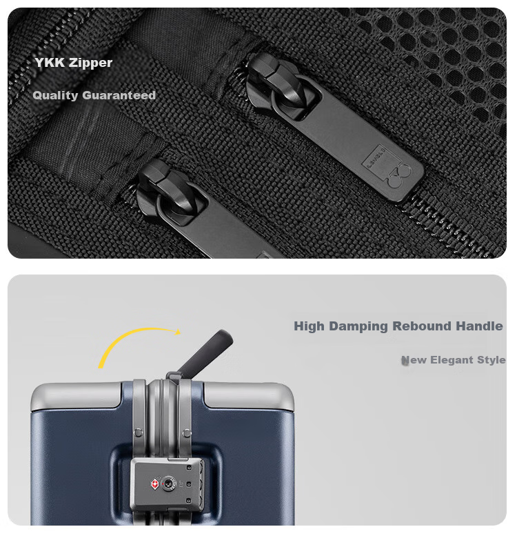 LEVEL8 Carry-On Luggage for Men And Women, Thick Aluminum Frame Travel Suitcase, 20-Inch Trolley Case with Password Lock, PC Trolley Case, Helium Series, Black 14
