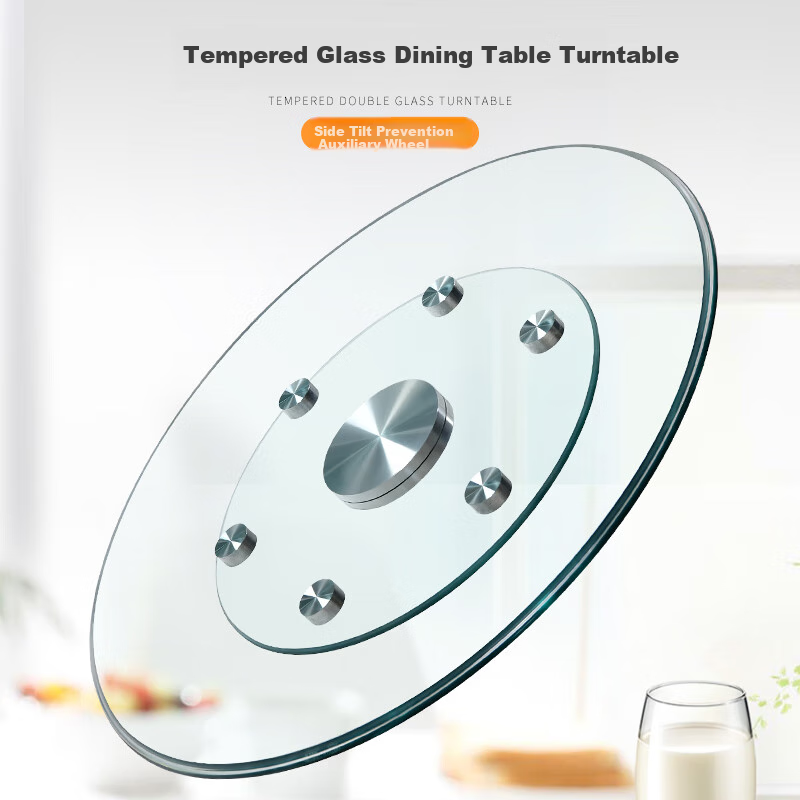 Zhuobo Dining Table Turntable Tempered Glass Rotating Round Table Base Desktop Lazy Susan BZP2 with Six Auxiliary Wheels 88cm 1