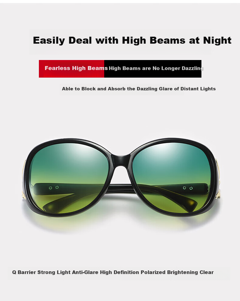 Lafudelu Women's Day And Night Sunglasses for Driving, Anti-UV, Anti-Glare, Polarized Driving Glasses with Reduced Glare for High Beam 4