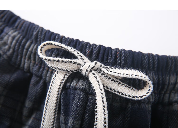 Demana [Inspiration Plaid] Autumn College Style Drawstring Elastic Waist Loose Fit Relaxed Wide-Leg Petite Women's Casual Pants 3