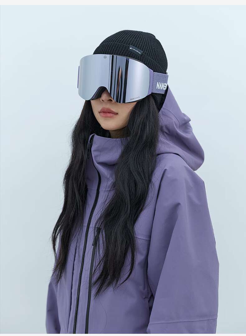 Nan En Women's Ski Goggles Breathable HD Anti-Fog Snowboard Eyewear Incense Purple Smoke 8