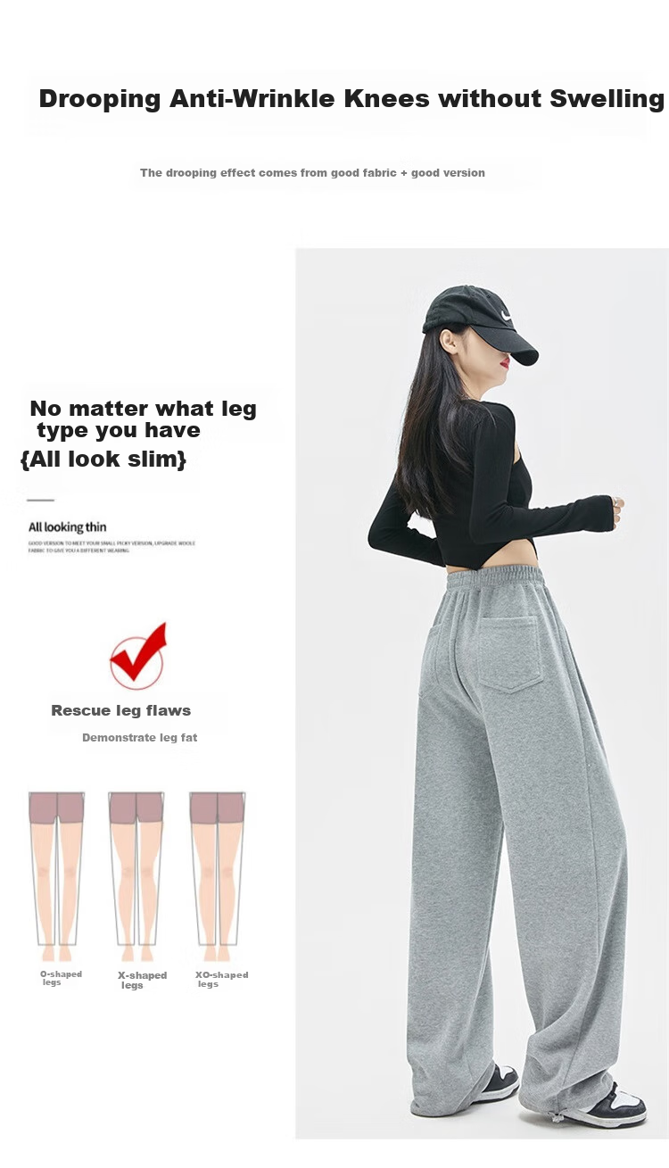 MiiOW Loose Wide-Leg Pants for Women, Spring And Autumn Sports Trousers, Versatile Straight-Leg Sweatpants, Slimming Banana Pants, Women's Casual Pants 8