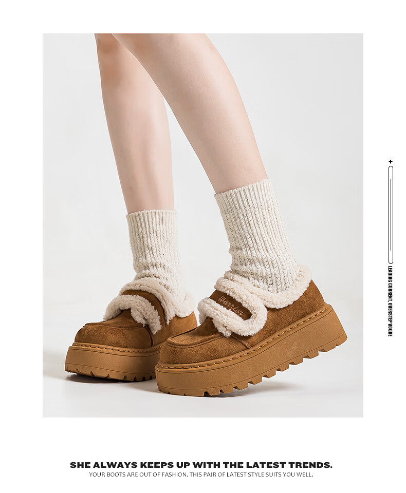 Warrior Women's Cotton Shoes 2025 Winter New Plush Boots Warm Versatile Sports Cotton Boots Brown Size 39 6