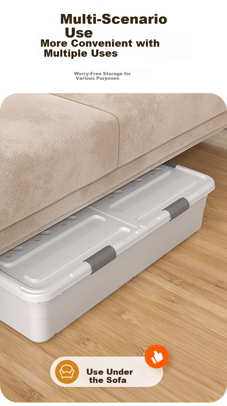 Jiabangshou Under-Bed Storage Box, Flat Organizer for Clothes And Quilts, with Wheels, 30L Capacity, 1 Piece 6