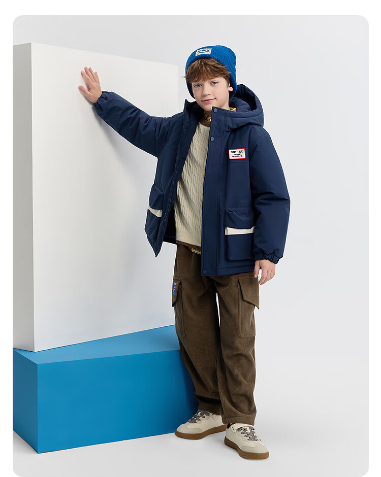 Balabala Boys' Cotton Padded Jacket Kids' Coat 2025 Autumn Winter Fleece Lined Thermal Warm Clothing Trend 208425106101 4