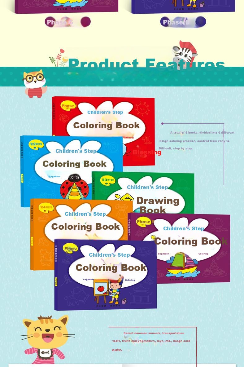 JEPPE Children's Coloring Book, Picture Book, Drawing Book, Kindergarten Drawing Book, Coloring Book, Toy Gift for Boys And Girls Aged 3-6 4