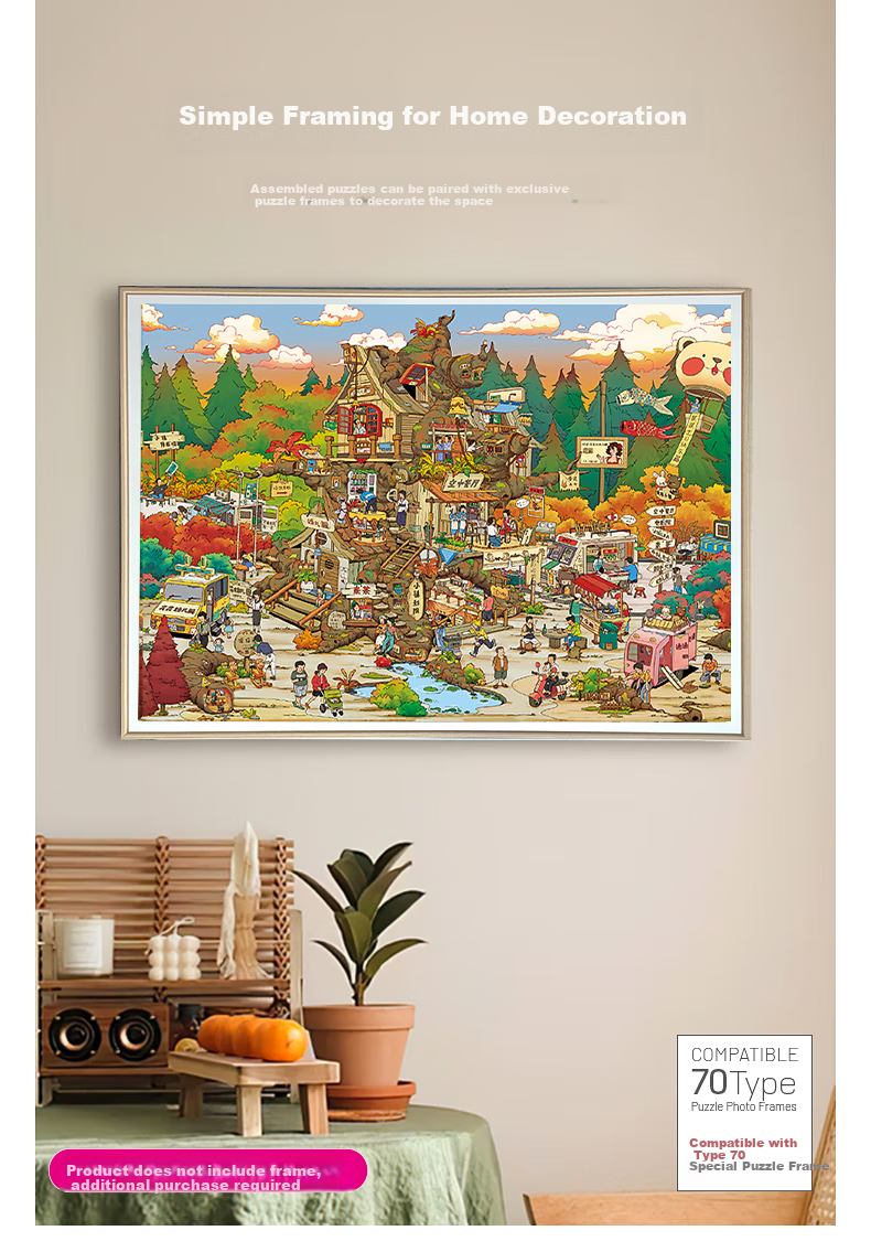 VINLAA Jigsaw Puzzle, 1000 Pieces, Large Wooden Town Design, Adult High-Difficulty Puzzle, Advanced Birthday Gift for Wome 7