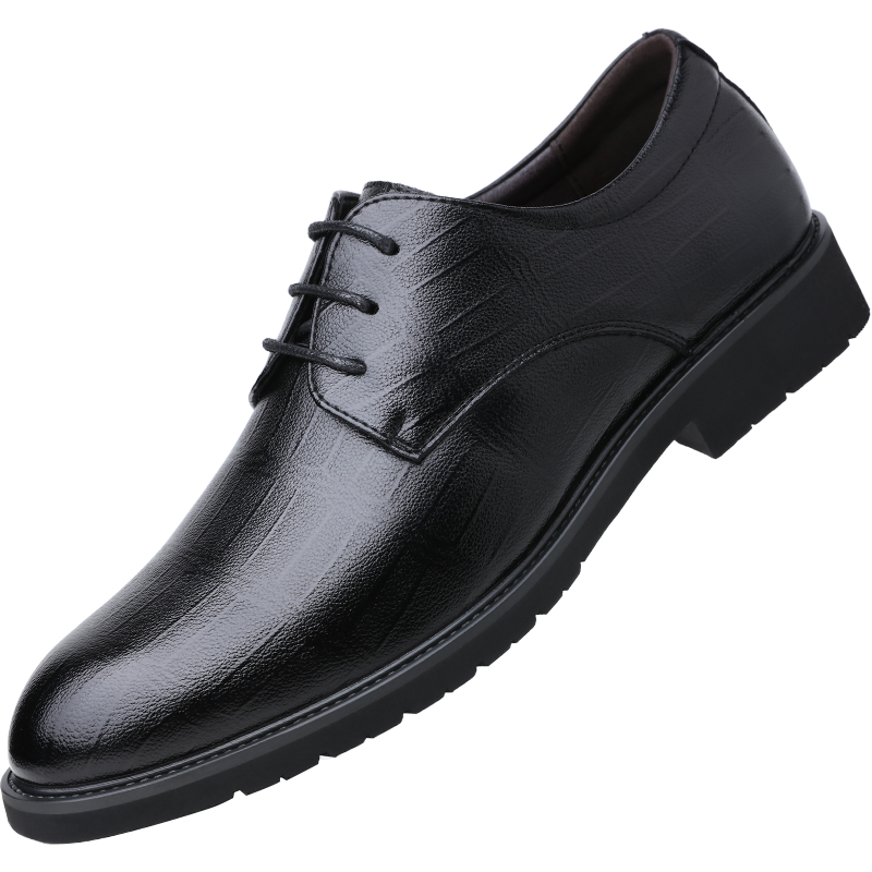 BEIOUTU Men's Formal Shoes, Business Casual Shoes, Comfortable Lace-Up Wedding Leather Shoes, 1781 Black, Size 40