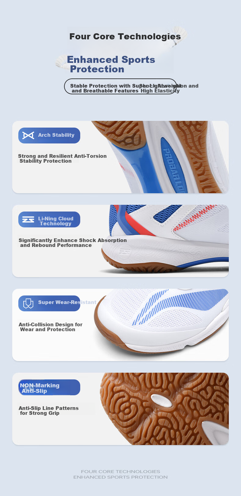 Li-Ning Badminton Shoes Haedongqing Professional Competition Training Sports Shoes for Men And Women, Shock-Absorbing Comfortable Wear-Resistant 3