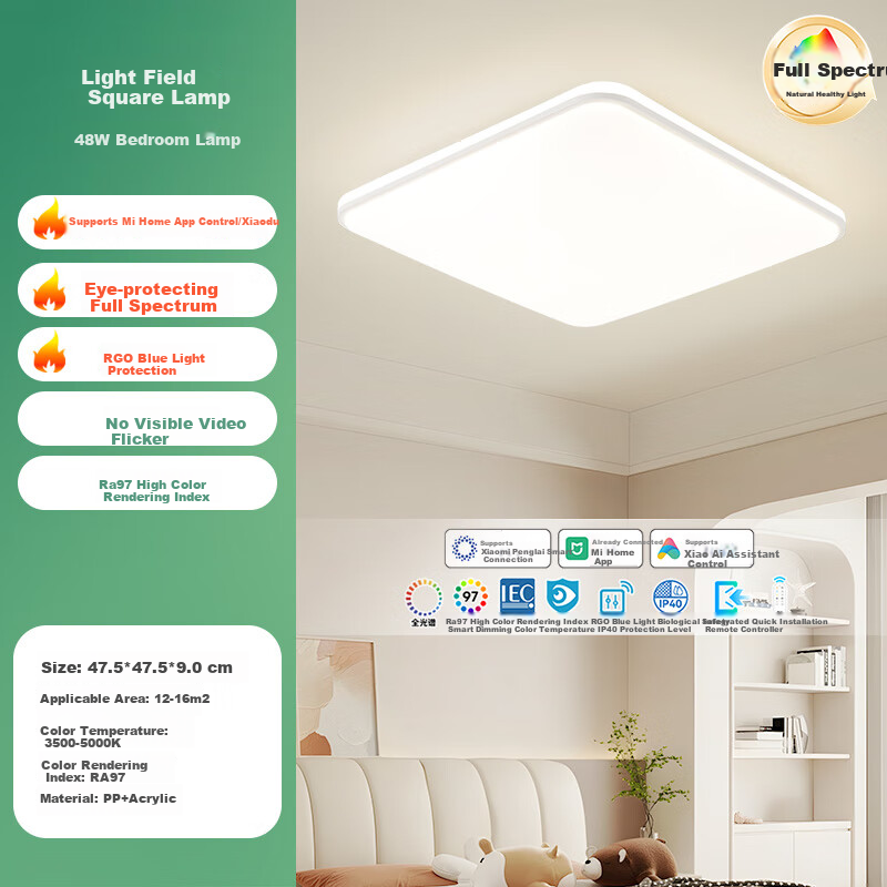 NVC Full Spectrum Eye Protection Ceiling Light, Simple Bedroom Lamp, Smart LED Lighting Fixture, Guangyu Y