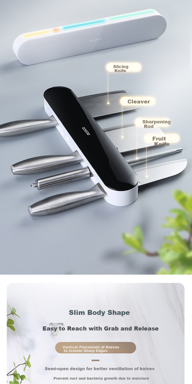 Ecoco Kitchen Rotating Knife Holder Storage Rack, Household Countertop Knife Rack, Multifunctional Chopstick Holder, E24019 Cream Color 4