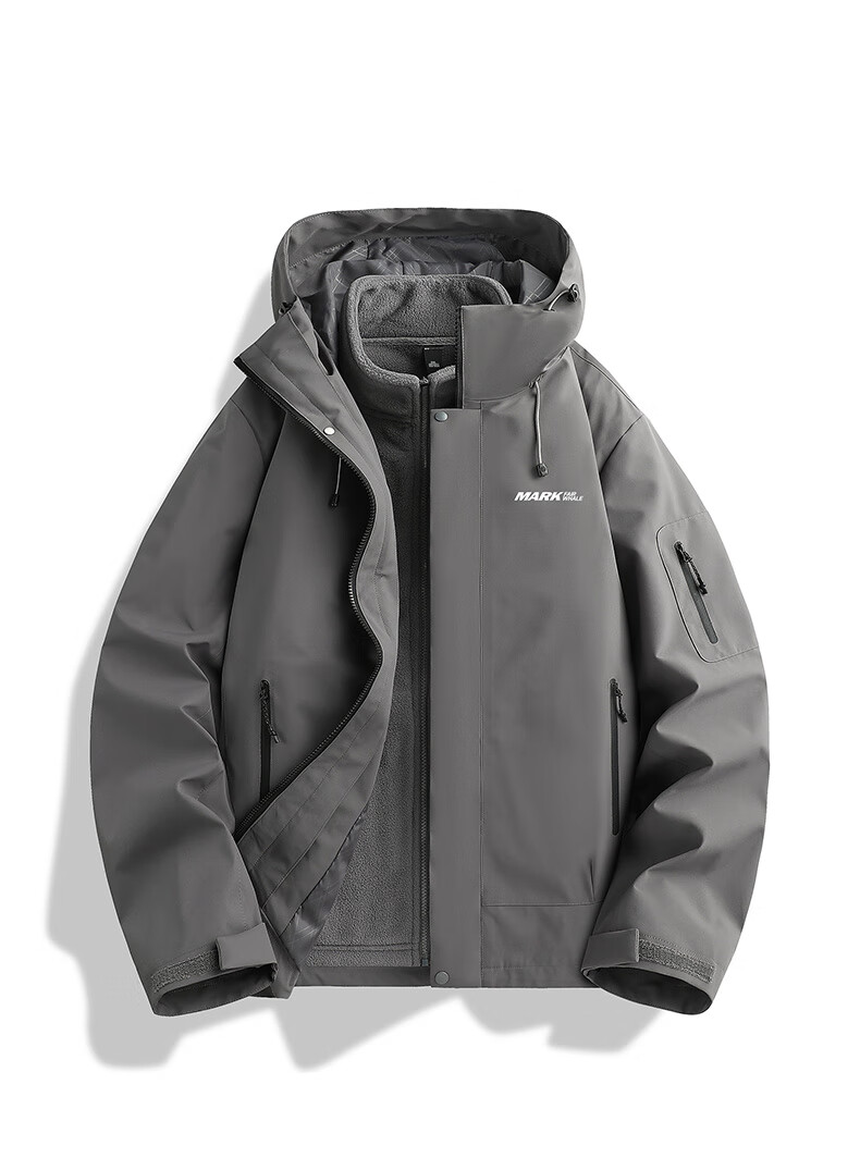MARK FAIRWHALE 3-in-1 Detachable Jacket Unisex 2025 Autumn Winter Outdoor Water-Repellent Workwear Khaki XL 8