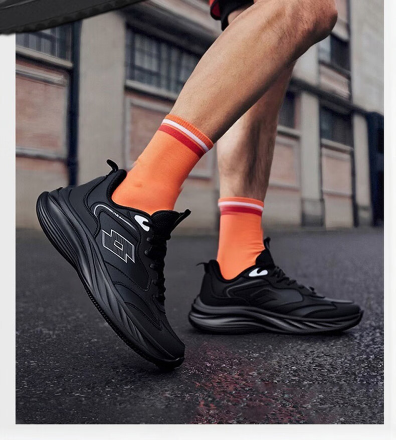 LOTTO Men's Running Shoes Autumn Leather Water-Repellent Casual Jogging Sports Shoes Float Rock Gray Size 41 26