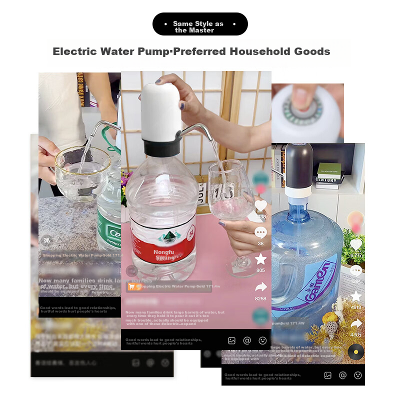 Baijie Electric Water Dispenser Pump, Bottled Water Pumping Device, Quiet Water Extractor, Water Lifting Tool, Water Suction Pump