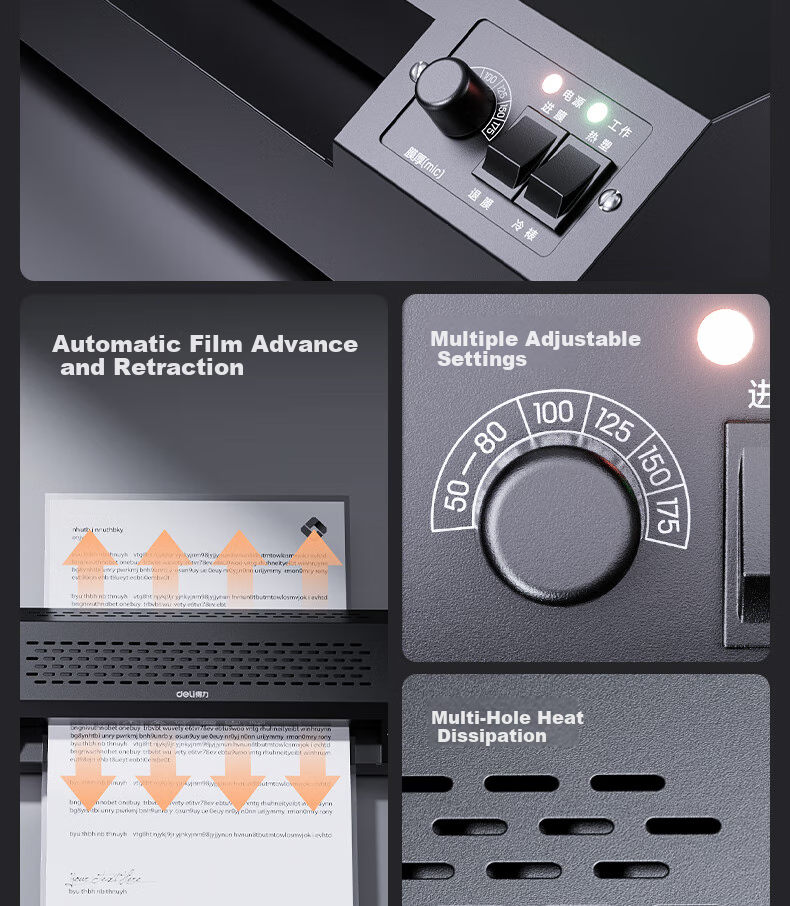 Deli A3/A4 Photo Laminator for Home And Office Use, Compatible with A3 And Smaller Laminating Pouches, Commercial Photo Laminating Machine, All-Metal Body GQ191 3