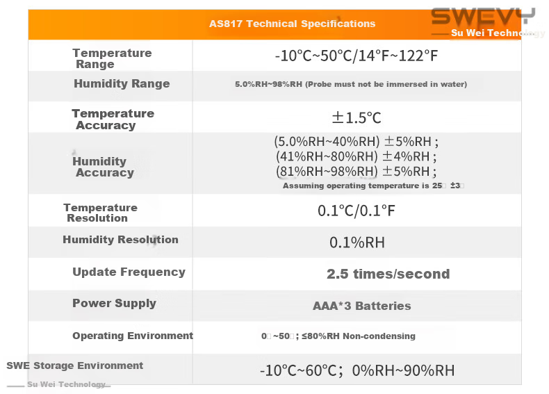 Xima AS847 Handheld Thermometer And Hygrometer, High-Precision Industrial Digital Temperature And Humidity Meter 5