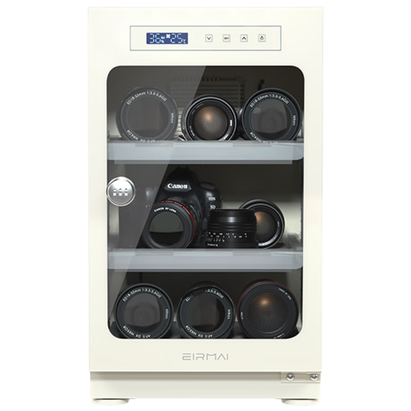 EIRMAI MRD-45TM DSLR Camera Dry Cabinet Storage Box Photography Equipment Dehumidifier Professional Lens Dry Cabinet Electronic Dehumidifier Touchscreen White 40L