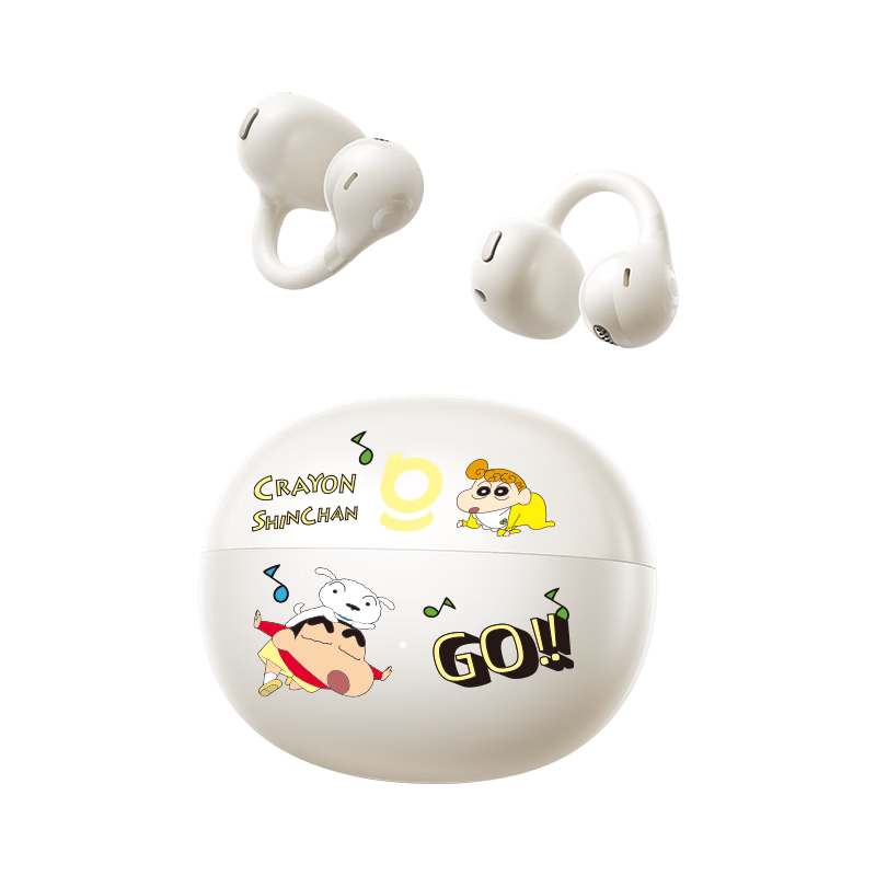 Baseus BC1 Bluetooth Earclip Open-Ear Bone Conduction Sports Headset for Calls Compatible with Apple Huawei Phones Starlight White Crayon Shin-chan Edition