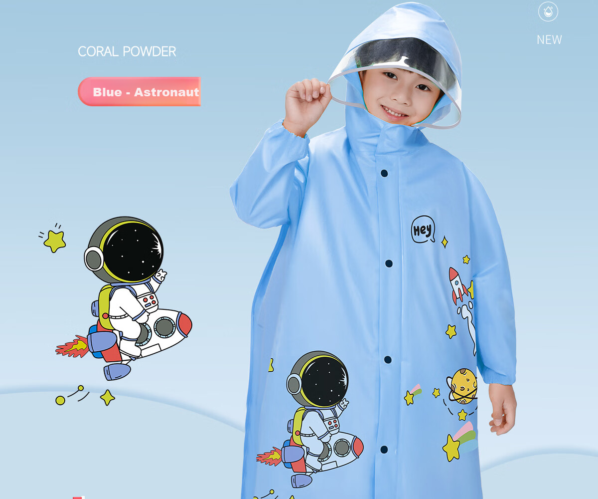 Jingxun Children's Raincoat with Large Backpack Space, Boys' Baby Raincoat, Kindergarten Rain Gear, Elementary School Student Rain Poncho, Blue 2XL 13