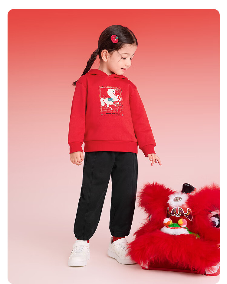 BALABALA Kids Clothing Children's Two-Piece Set Boys and Girls New Year 2025 Spring and Autumn Fleece Lined Outfit Pants Toddler Clothes 2