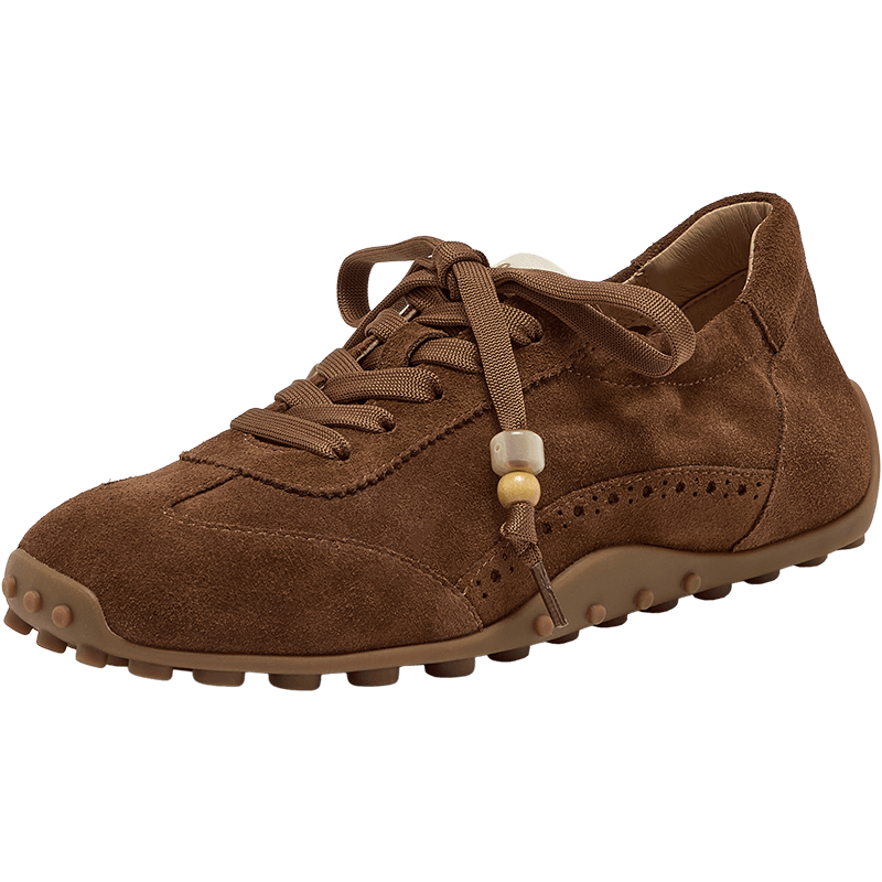 Bata Bata Gourd Soft Leather Spring Autumn Winter Mall Same Style Sheepskin Lightweight Retro Casual Sports Training Shoes Brown 37