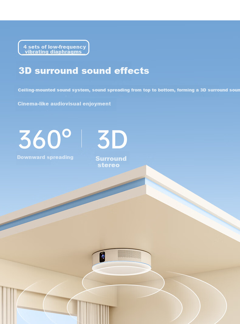 Dalunaladingshendeng Smart Projector X30Pro+, [Limited Time Subsidy], Ultra-Short Throw, Bedroom Home Use, Ultra-High Definition TV, Home Theater Screen Casting, Hundred-Inch Large Screen, Ceiling Light Projector 8