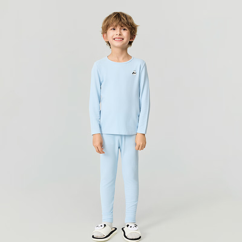 AIMER KIDS Mid-Warm Antibacterial Milk Leather Boys Thermal Underwear Pants Sky Blue 160 [-5~5℃]
