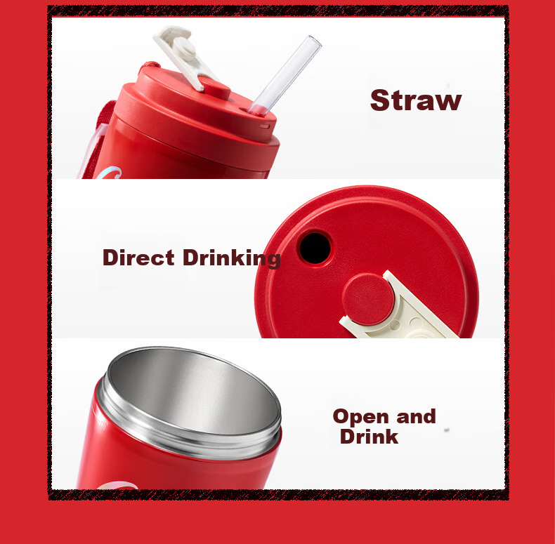 Coca-Cola Juicer Cup, Small Portable Blender with Ice Crusher, Dual-Lid Juicing Machine, USB Rechargeable Juicer AH-60GZ01JR Red 8