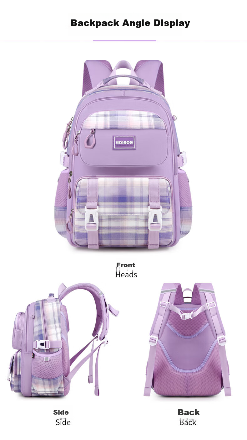 Edison Inventor Ku Luo Elementary School Backpack for Girls, Lightweight Spine Protection Double Shoulder Bag for Children, 2266-1s Pink Small Size 6