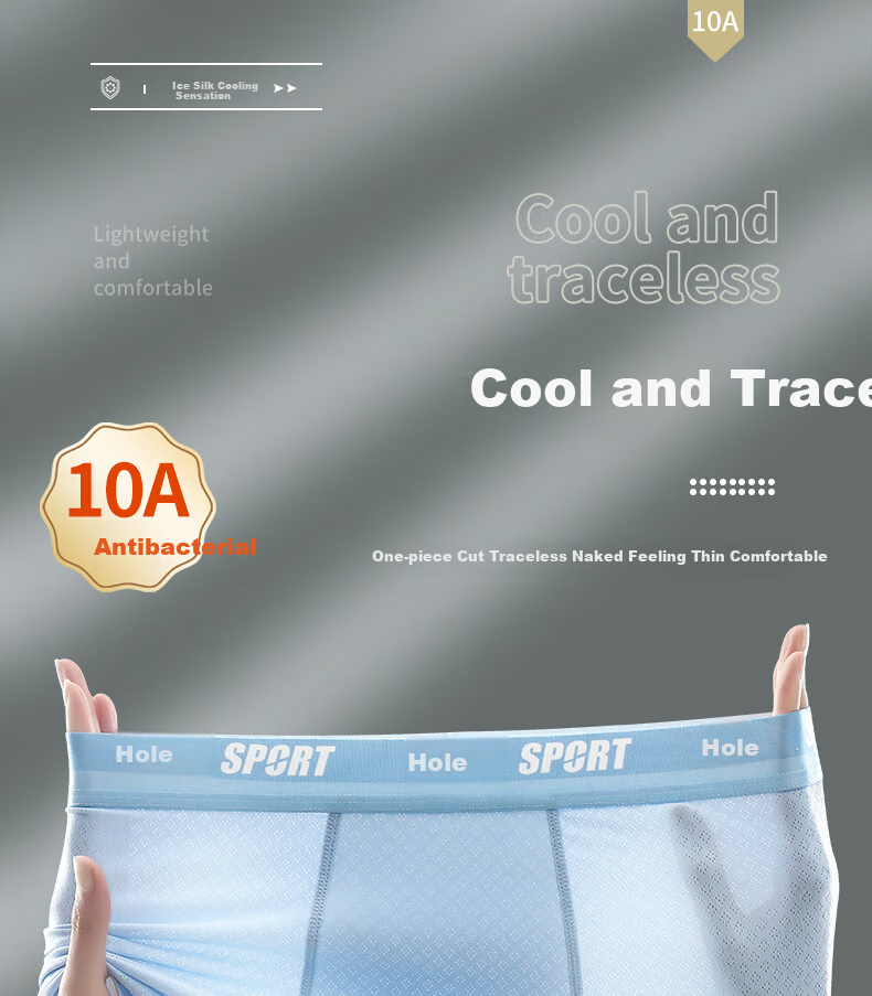 Dingguagua Youth Underwear for Boys, Thin Summer Ice Silk Shorts for Teenagers, High School And Middle School Students in Puberty, Boxer Briefs 1